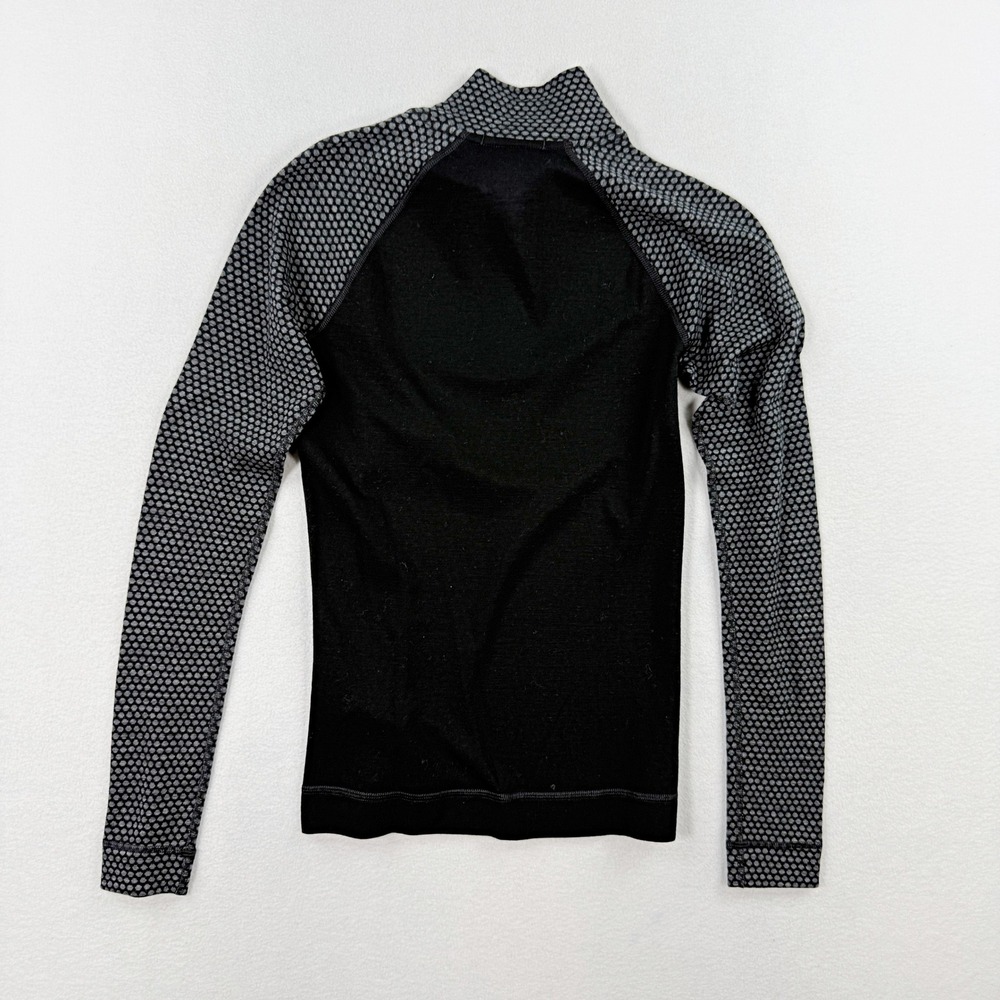 Smartwool Merino 250 Classic 1/4 Zip Baselayer Top Size XS Womens Black Dots NEW - Picture 2 of 8